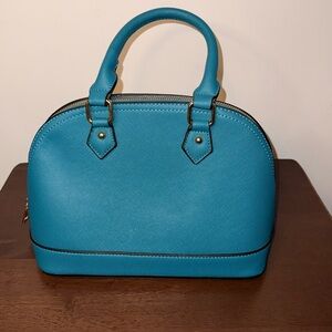 Teal zip around Saffiano Classic Dome Handbag